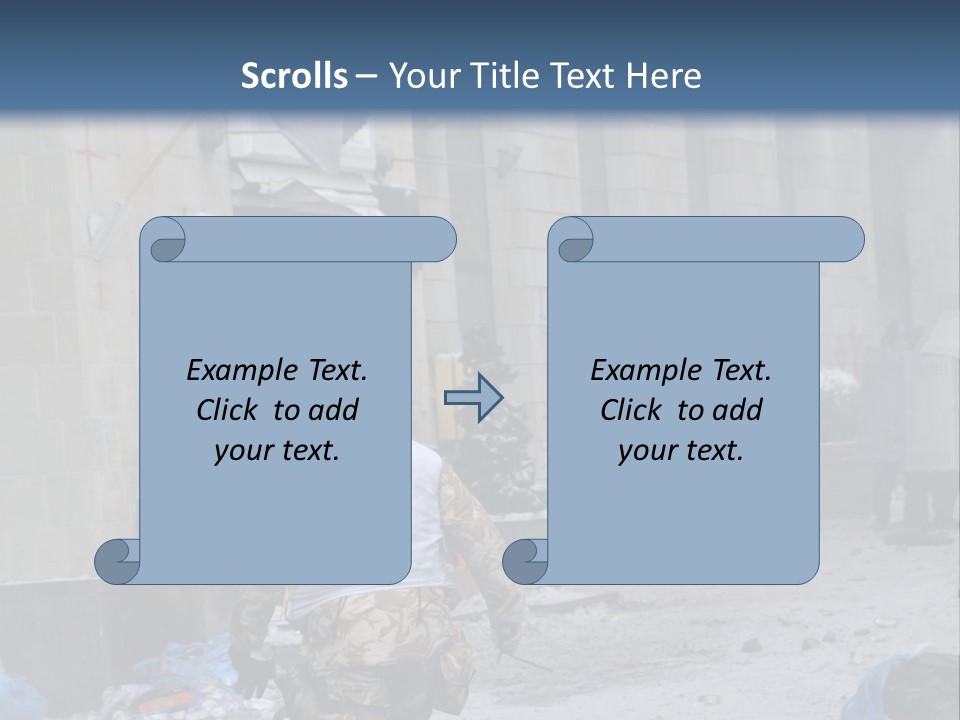 A Man Walking Down A Street In Front Of A Building PowerPoint Template