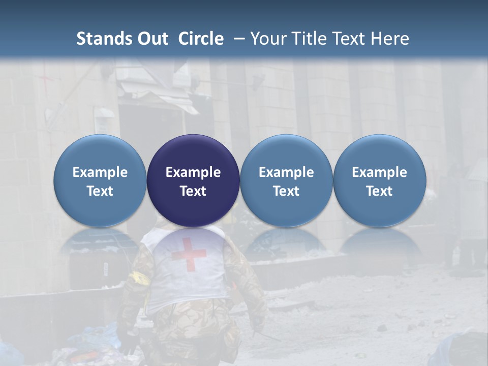 A Man Walking Down A Street In Front Of A Building PowerPoint Template