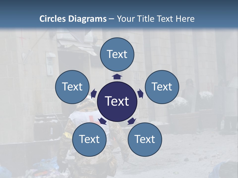 A Man Walking Down A Street In Front Of A Building PowerPoint Template