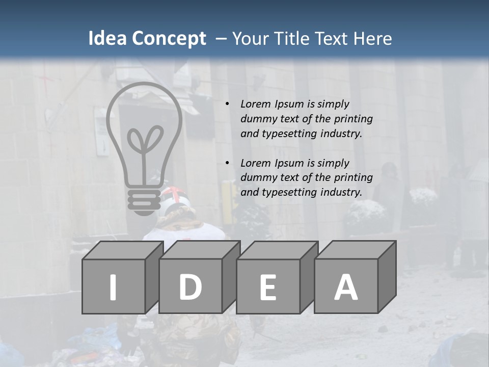 A Man Walking Down A Street In Front Of A Building PowerPoint Template