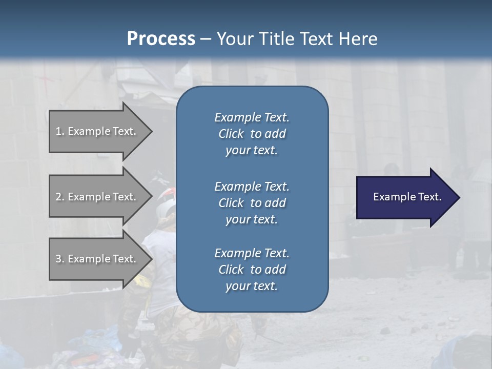 A Man Walking Down A Street In Front Of A Building PowerPoint Template
