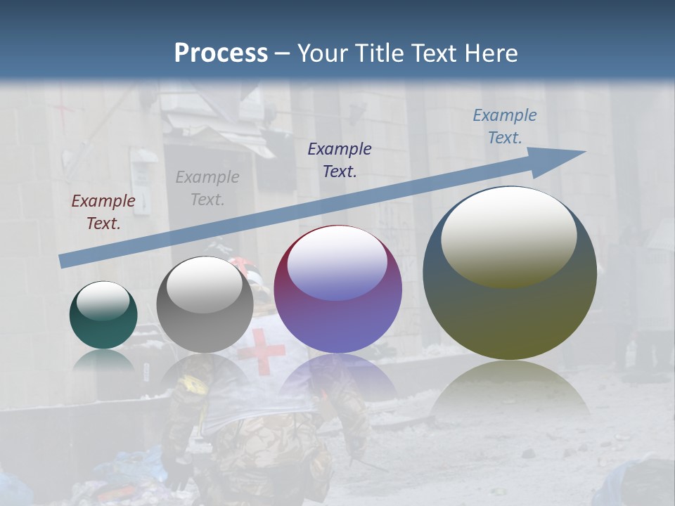 A Man Walking Down A Street In Front Of A Building PowerPoint Template