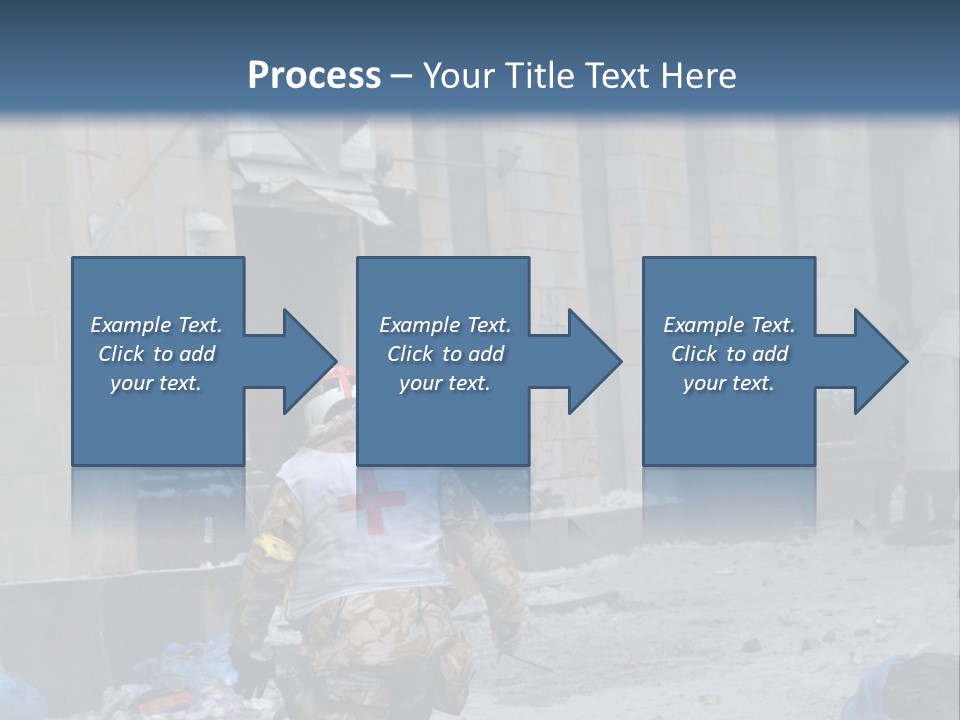 A Man Walking Down A Street In Front Of A Building PowerPoint Template