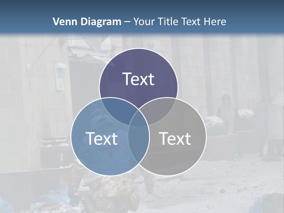 A Man Walking Down A Street In Front Of A Building PowerPoint Template