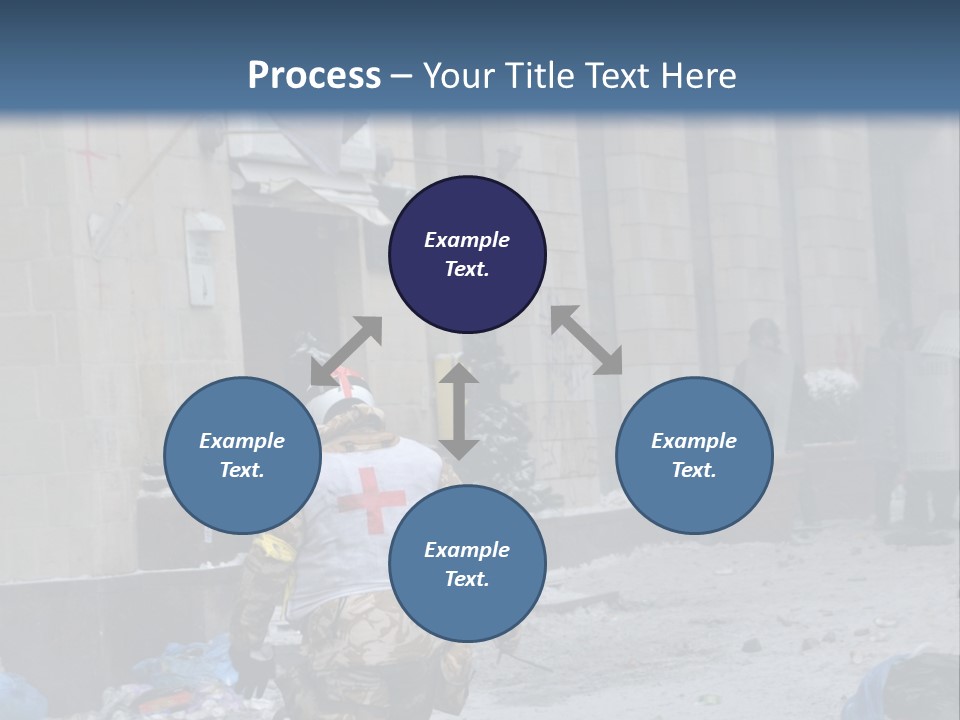A Man Walking Down A Street In Front Of A Building PowerPoint Template