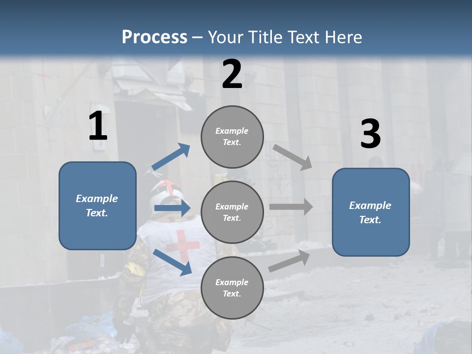 A Man Walking Down A Street In Front Of A Building PowerPoint Template