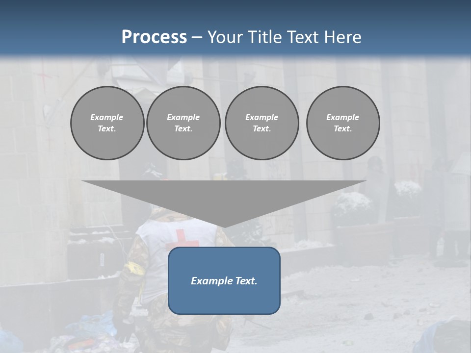 A Man Walking Down A Street In Front Of A Building PowerPoint Template