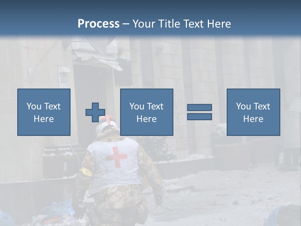 A Man Walking Down A Street In Front Of A Building PowerPoint Template