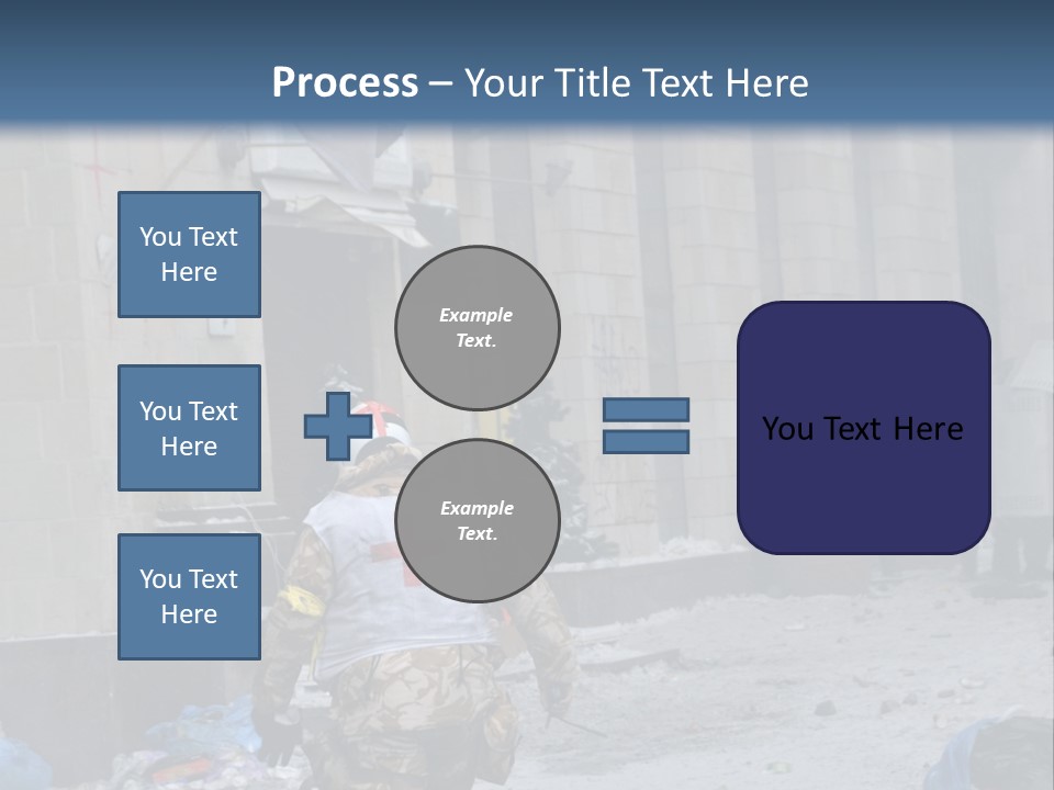 A Man Walking Down A Street In Front Of A Building PowerPoint Template