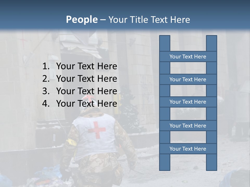 A Man Walking Down A Street In Front Of A Building PowerPoint Template