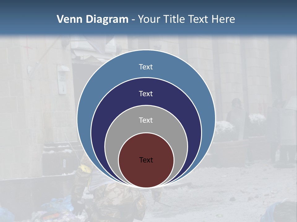 A Man Walking Down A Street In Front Of A Building PowerPoint Template