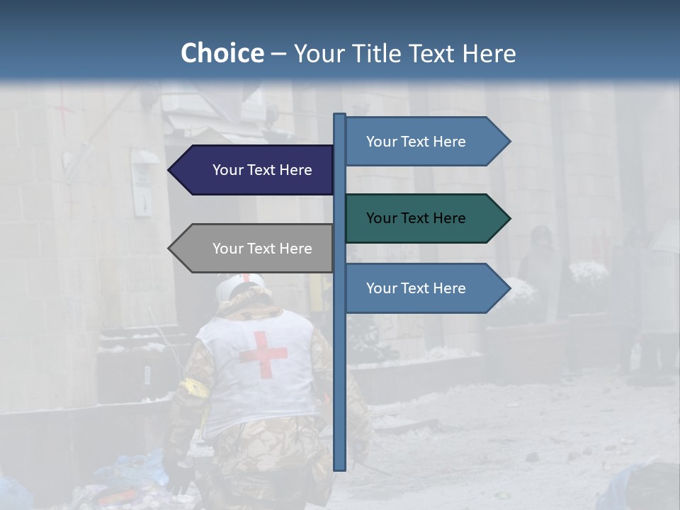 A Man Walking Down A Street In Front Of A Building PowerPoint Template
