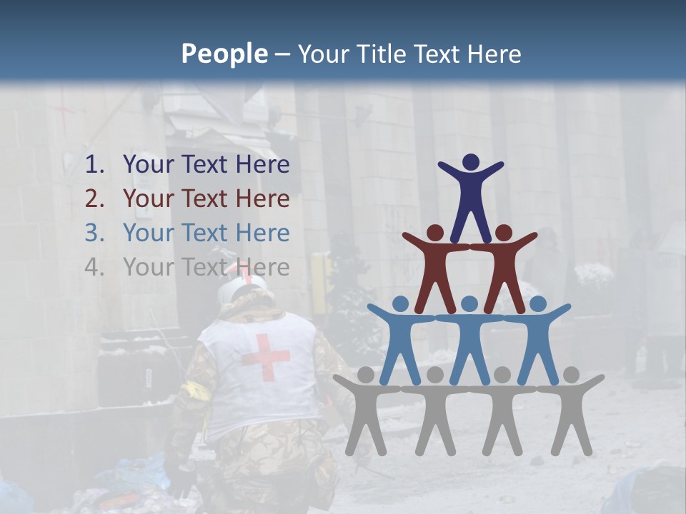 A Man Walking Down A Street In Front Of A Building PowerPoint Template