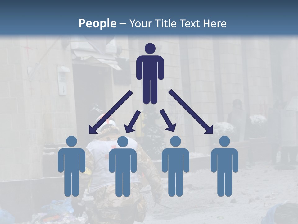 A Man Walking Down A Street In Front Of A Building PowerPoint Template