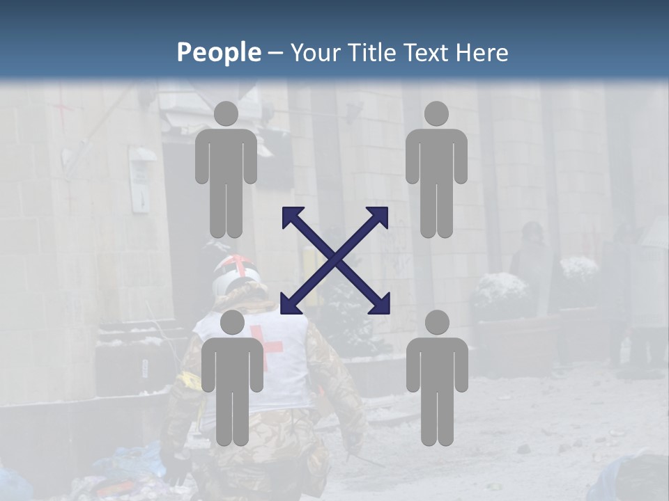 A Man Walking Down A Street In Front Of A Building PowerPoint Template