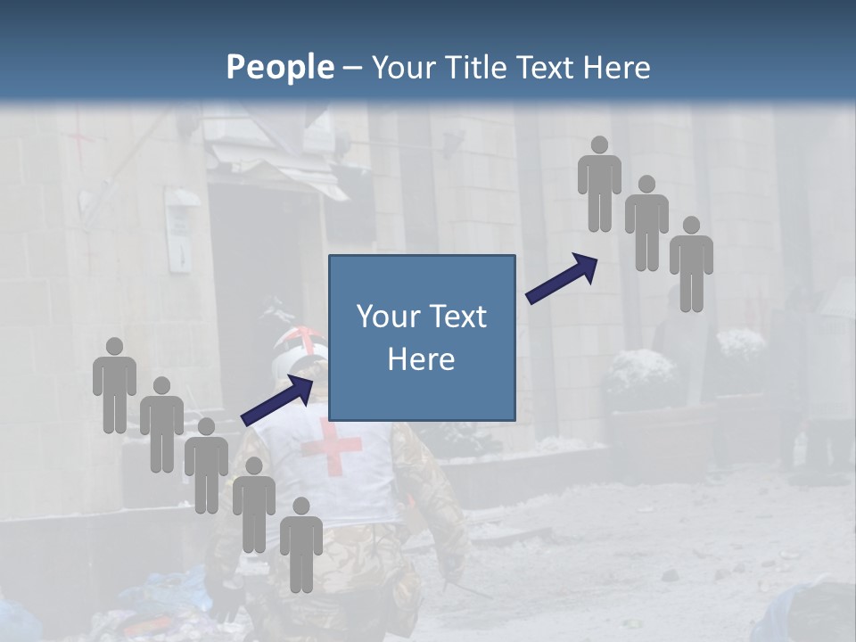 A Man Walking Down A Street In Front Of A Building PowerPoint Template