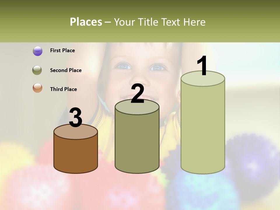 A Young Boy Is Holding His Head Above A Pile Of Balls PowerPoint Template