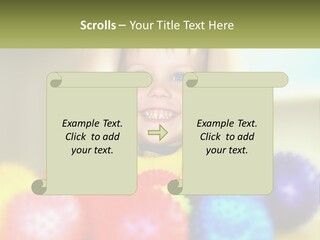 A Young Boy Is Holding His Head Above A Pile Of Balls PowerPoint Template