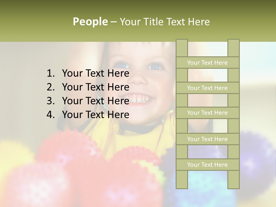 A Young Boy Is Holding His Head Above A Pile Of Balls PowerPoint Template