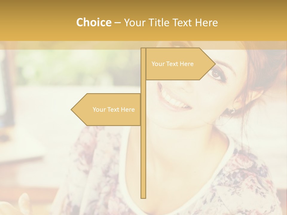 A Woman Sitting In Front Of A Laptop Computer PowerPoint Template