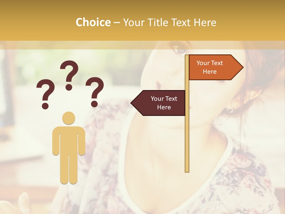 A Woman Sitting In Front Of A Laptop Computer PowerPoint Template