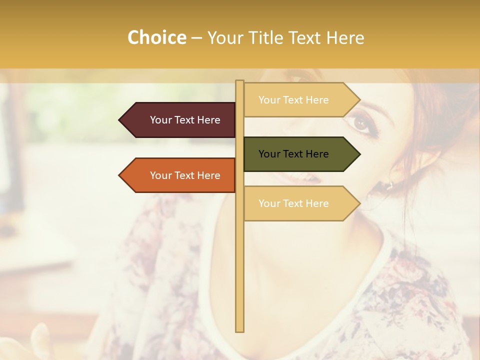 A Woman Sitting In Front Of A Laptop Computer PowerPoint Template