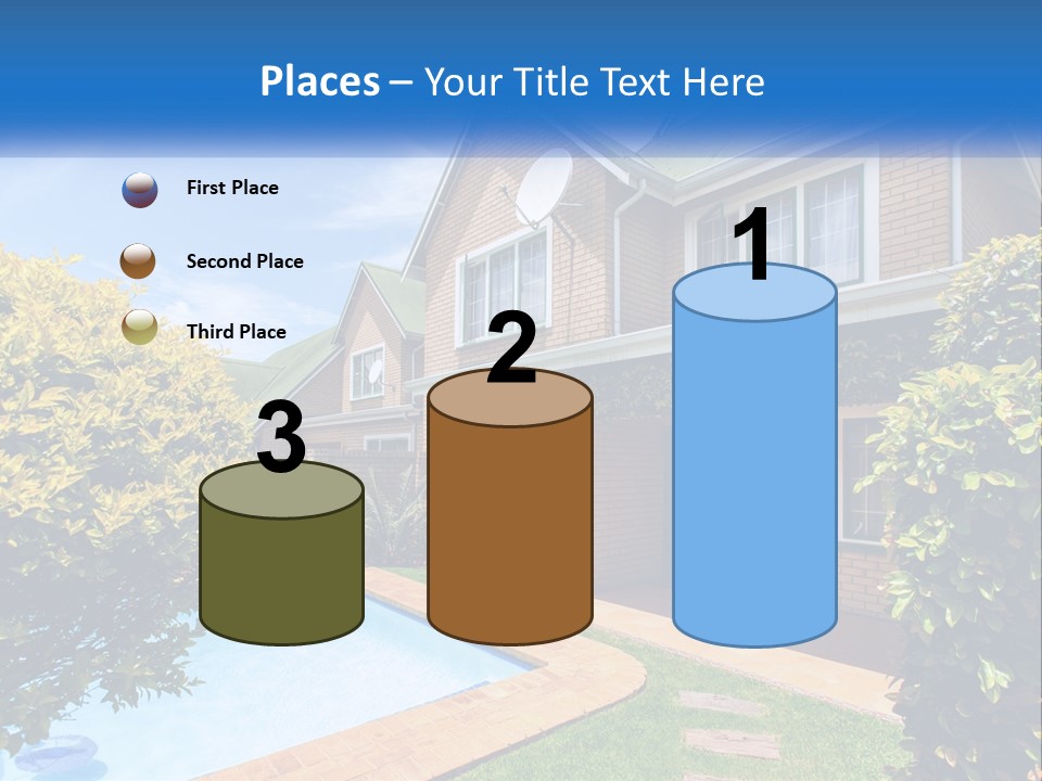 A House With A Swimming Pool In Front Of It PowerPoint Template
