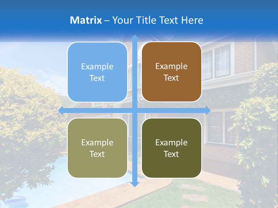 A House With A Swimming Pool In Front Of It PowerPoint Template