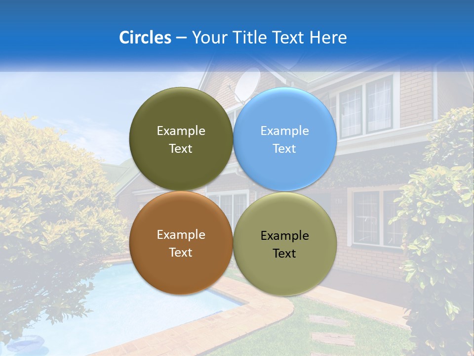 A House With A Swimming Pool In Front Of It PowerPoint Template