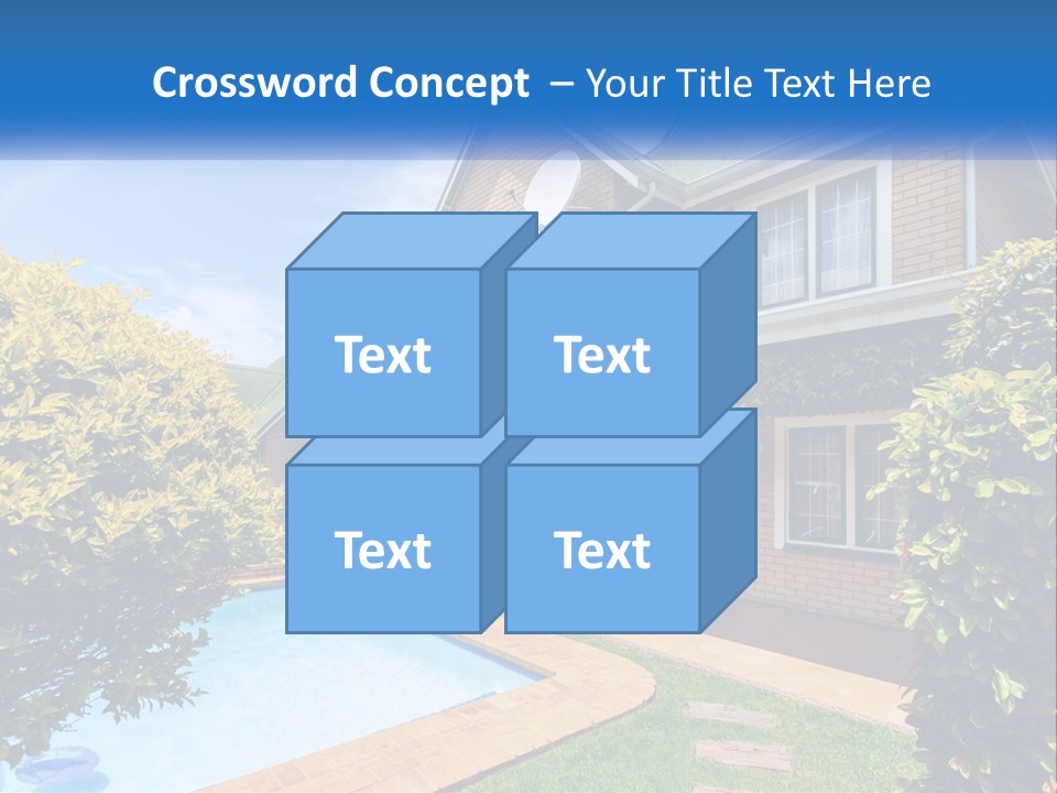 A House With A Swimming Pool In Front Of It PowerPoint Template