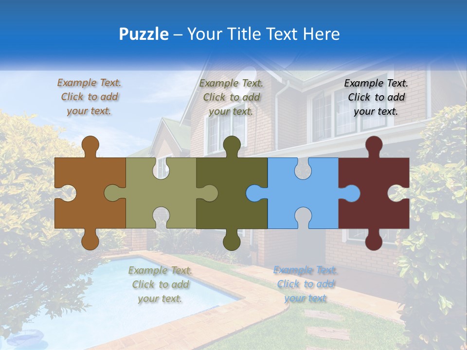 A House With A Swimming Pool In Front Of It PowerPoint Template