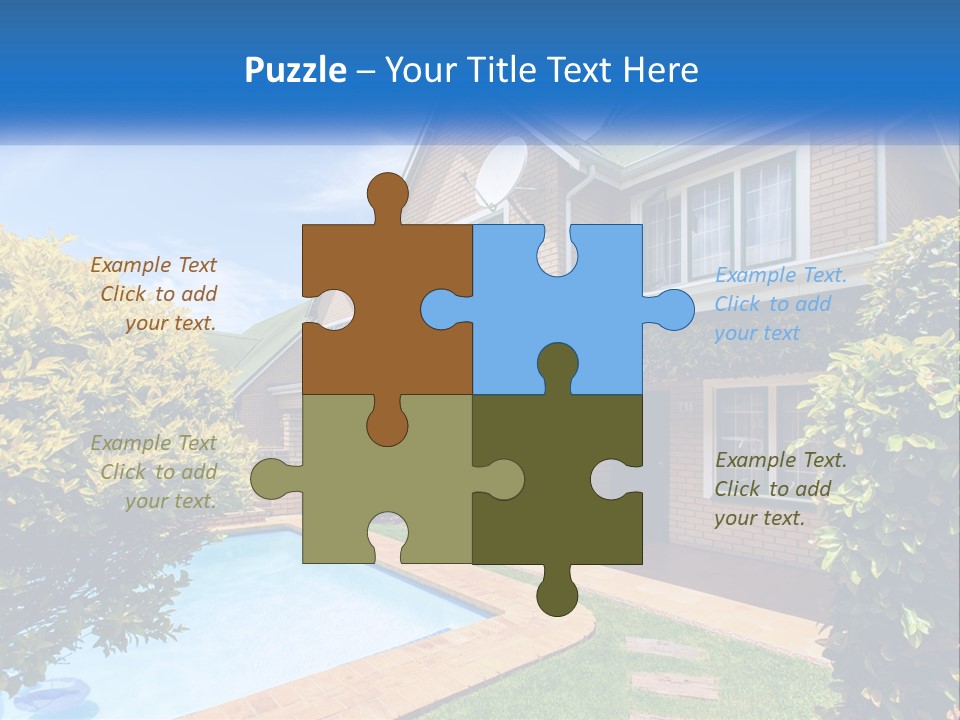 A House With A Swimming Pool In Front Of It PowerPoint Template