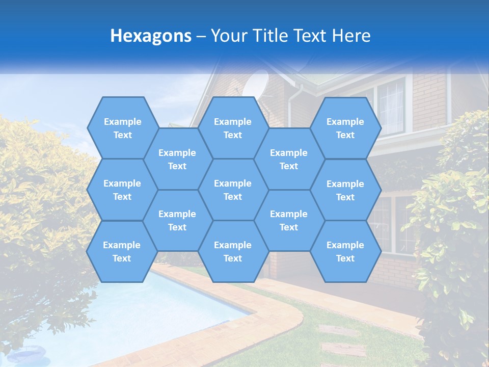 A House With A Swimming Pool In Front Of It PowerPoint Template