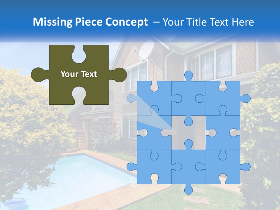 A House With A Swimming Pool In Front Of It PowerPoint Template