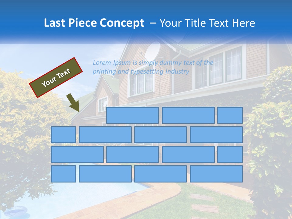 A House With A Swimming Pool In Front Of It PowerPoint Template