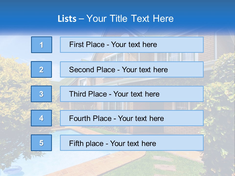 A House With A Swimming Pool In Front Of It PowerPoint Template