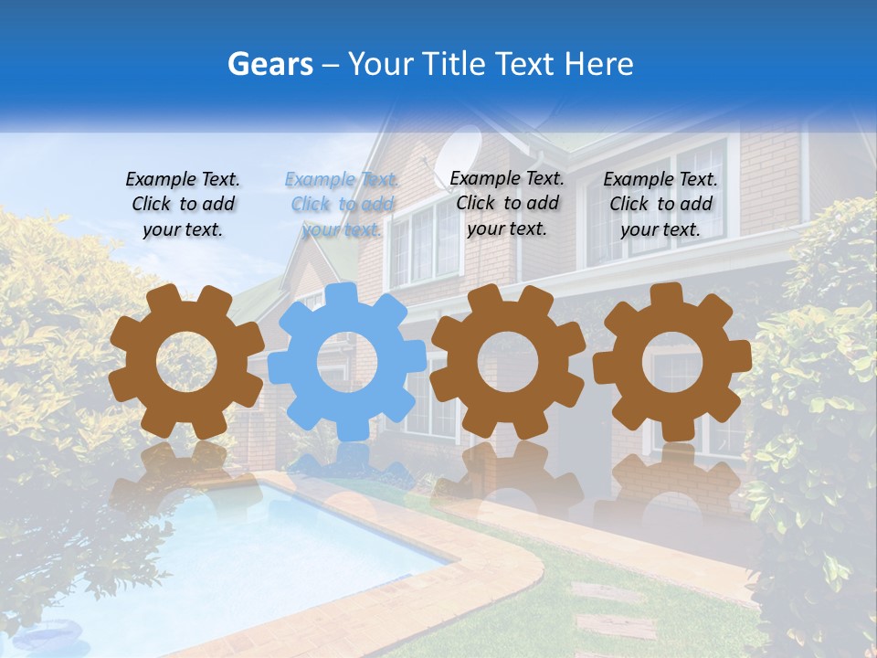 A House With A Swimming Pool In Front Of It PowerPoint Template