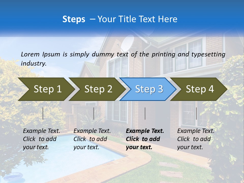 A House With A Swimming Pool In Front Of It PowerPoint Template