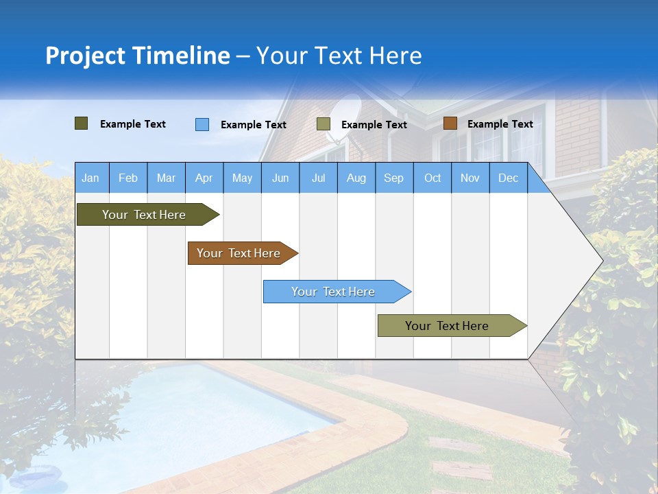 A House With A Swimming Pool In Front Of It PowerPoint Template