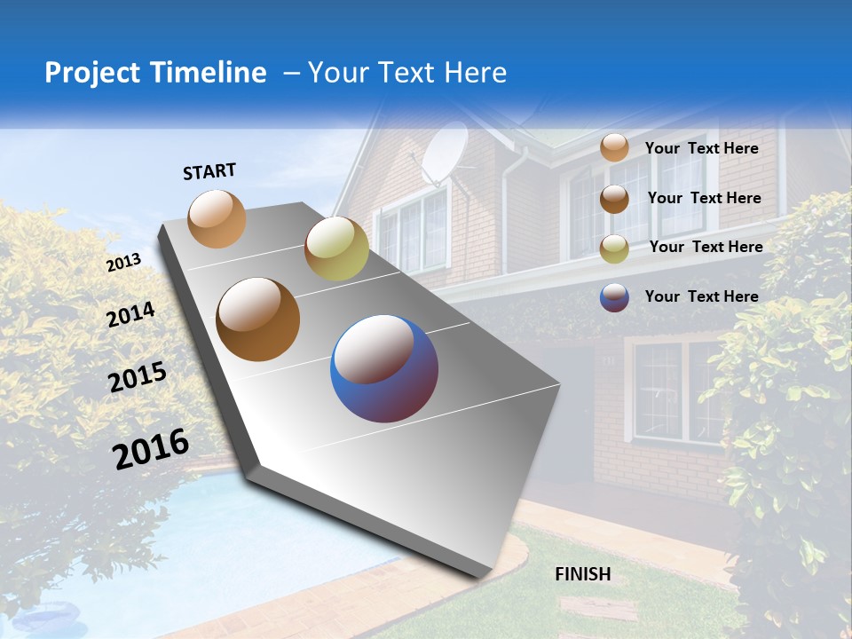 A House With A Swimming Pool In Front Of It PowerPoint Template