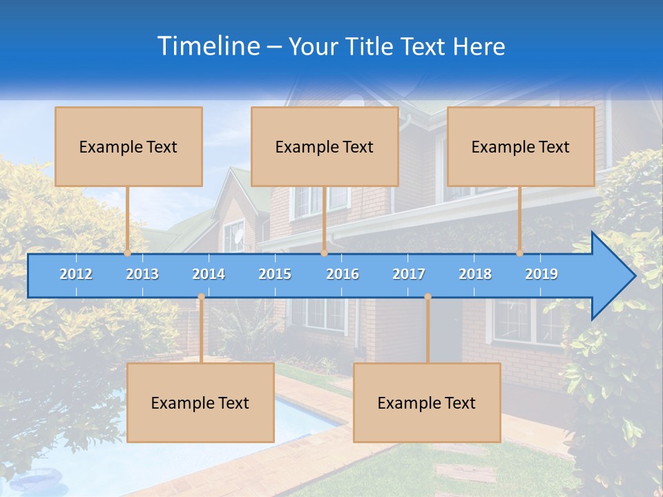 A House With A Swimming Pool In Front Of It PowerPoint Template