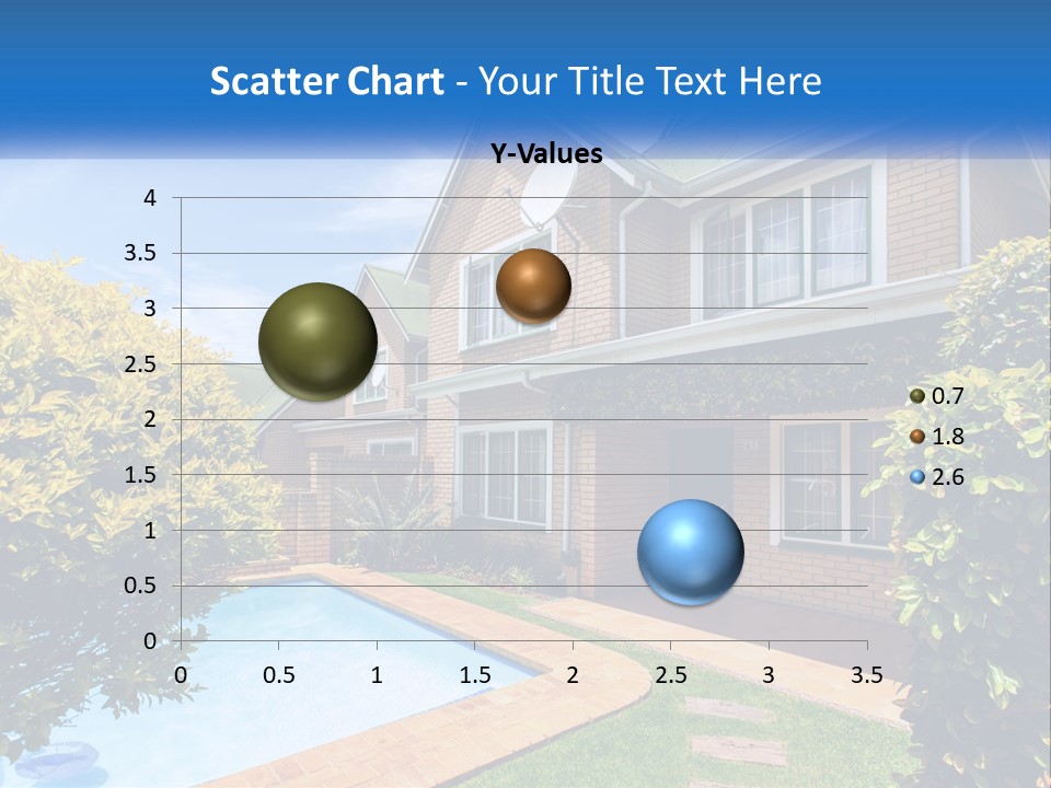 A House With A Swimming Pool In Front Of It PowerPoint Template