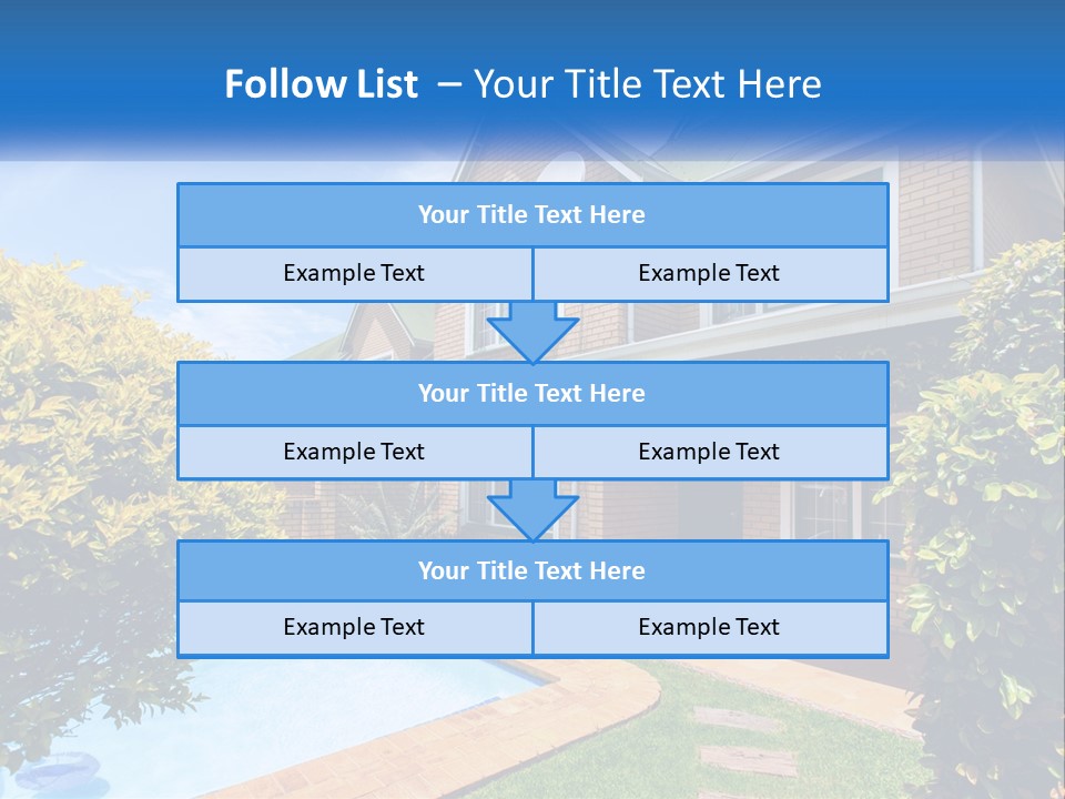A House With A Swimming Pool In Front Of It PowerPoint Template