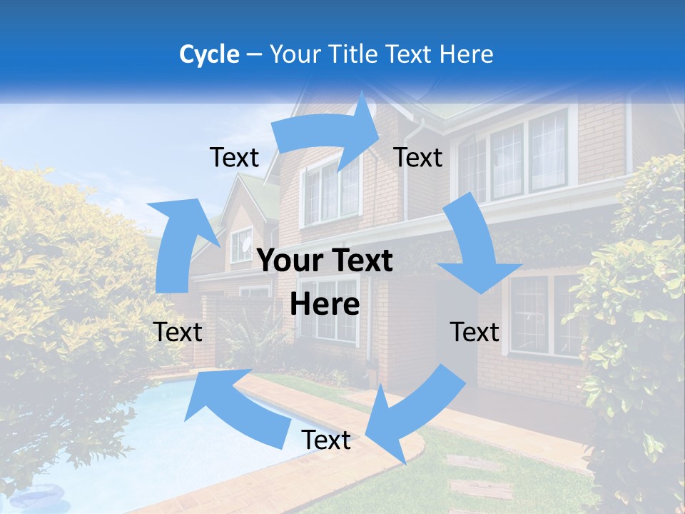 A House With A Swimming Pool In Front Of It PowerPoint Template