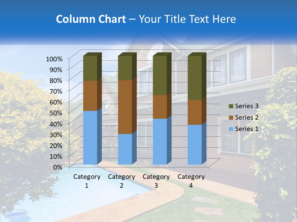 A House With A Swimming Pool In Front Of It PowerPoint Template