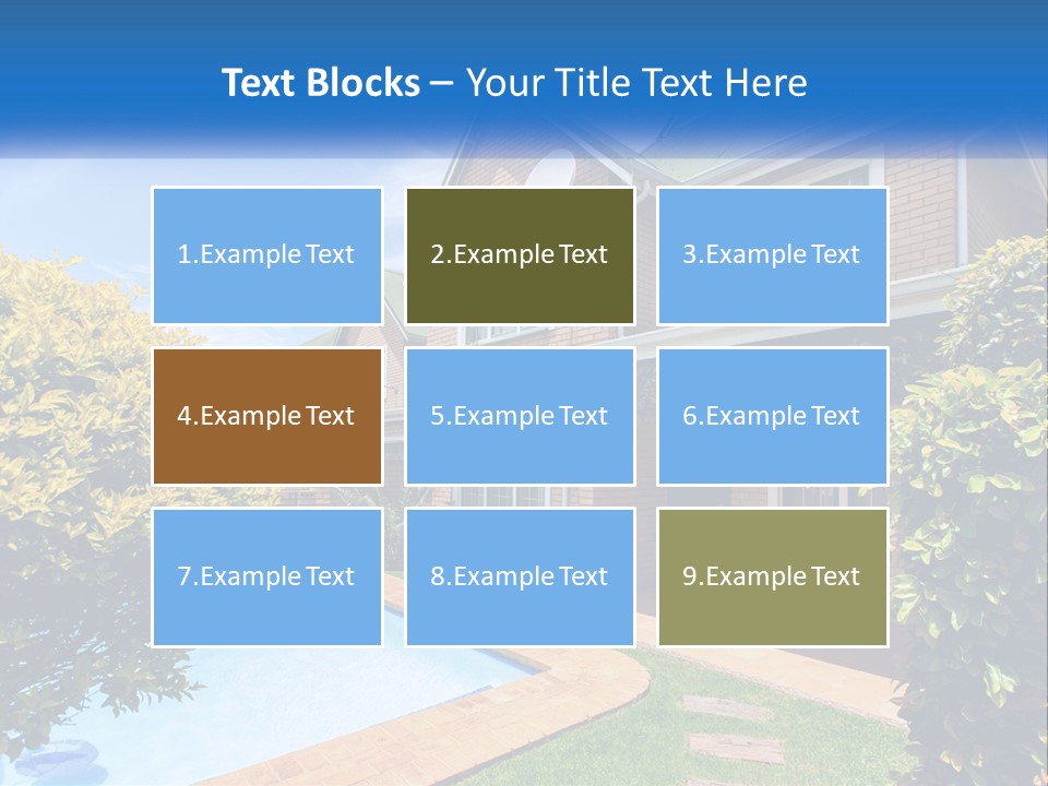 A House With A Swimming Pool In Front Of It PowerPoint Template