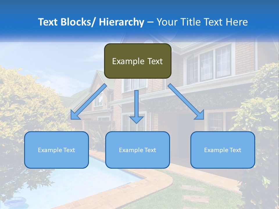 A House With A Swimming Pool In Front Of It PowerPoint Template