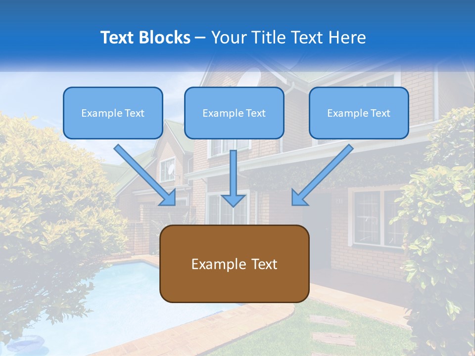 A House With A Swimming Pool In Front Of It PowerPoint Template