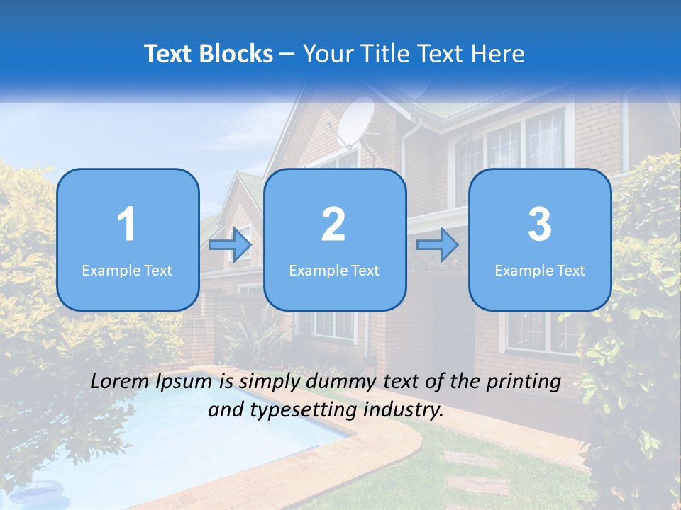 A House With A Swimming Pool In Front Of It PowerPoint Template