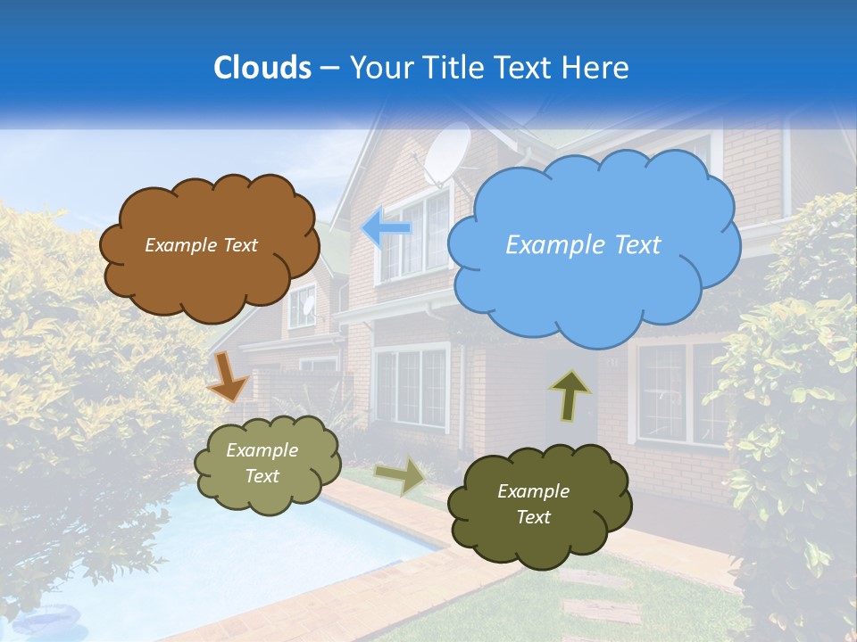 A House With A Swimming Pool In Front Of It PowerPoint Template